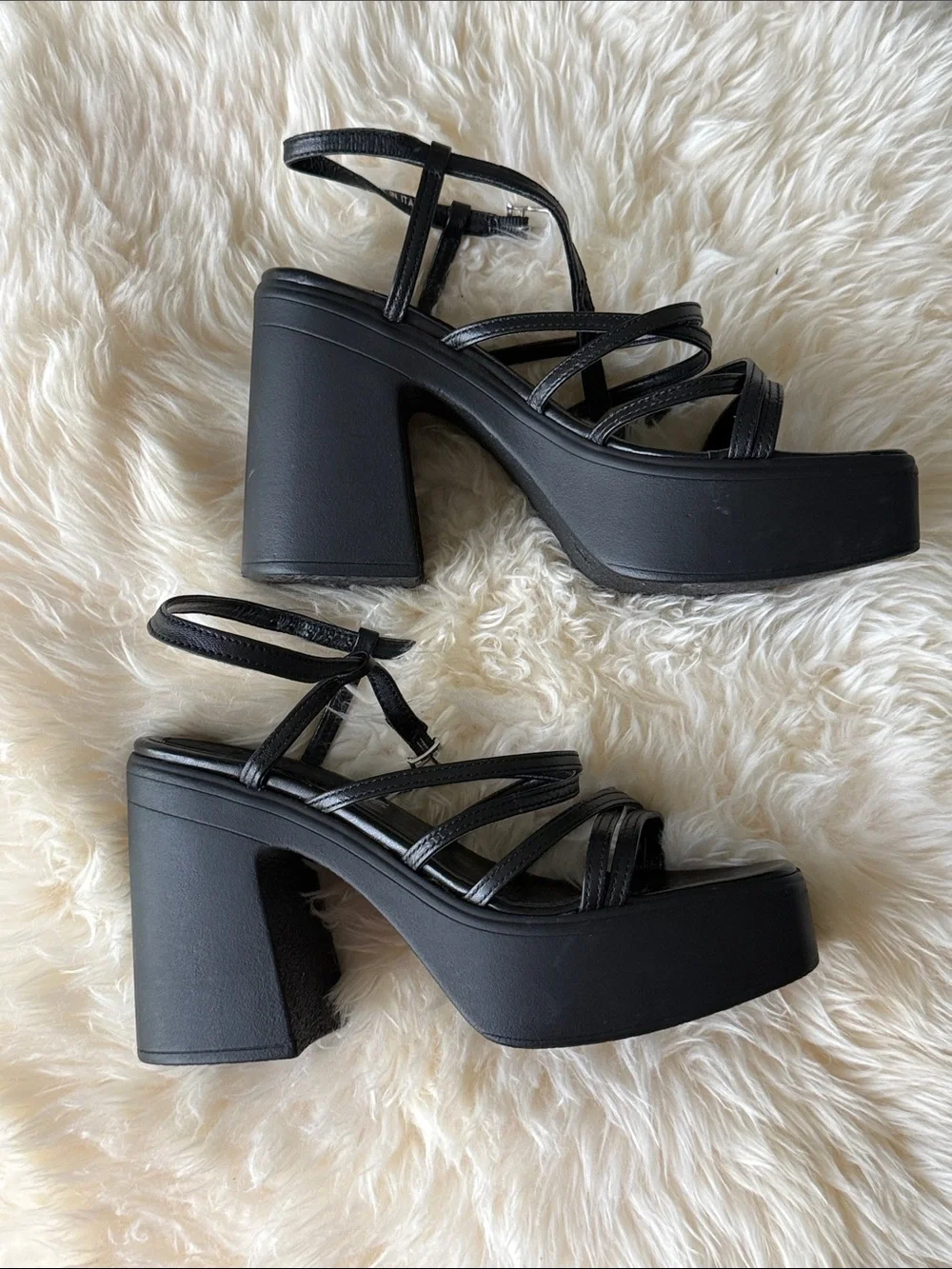 Free People Black Strappy Block Heel Sandals - Women's